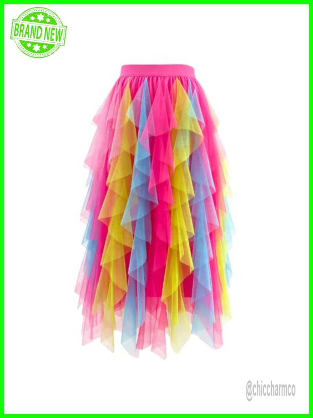 Layered Mesh Tulle Fairy A-Line Skirt High Rise Ruffled
